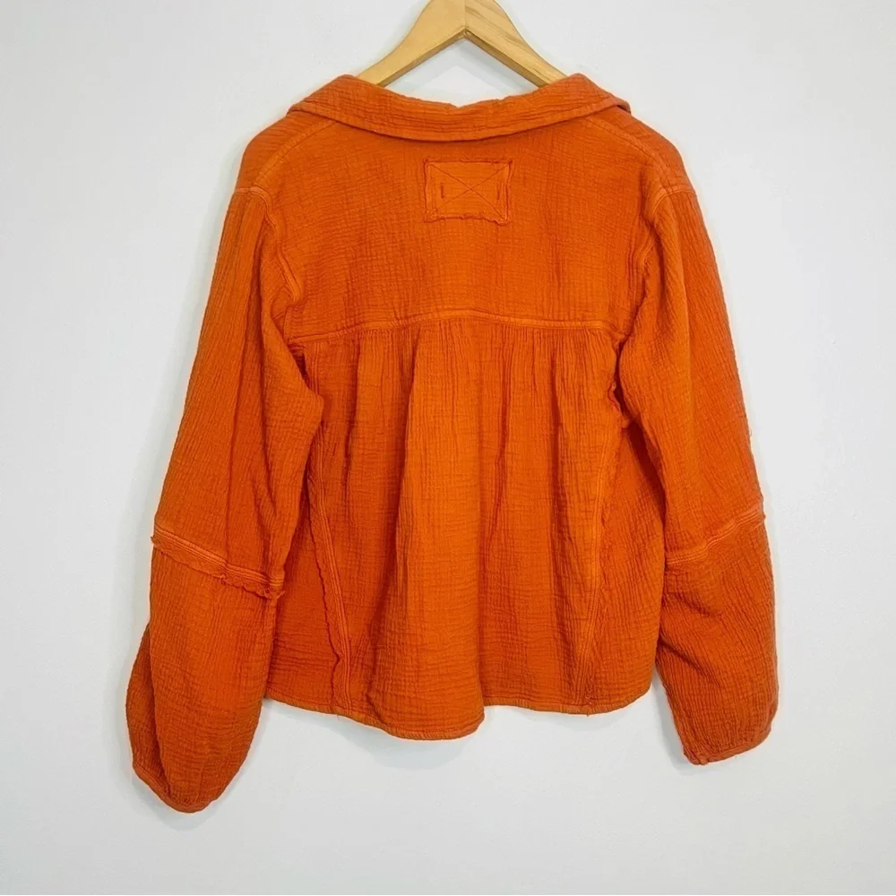 Free People Silver Linings Brown Peplum Blouse size small